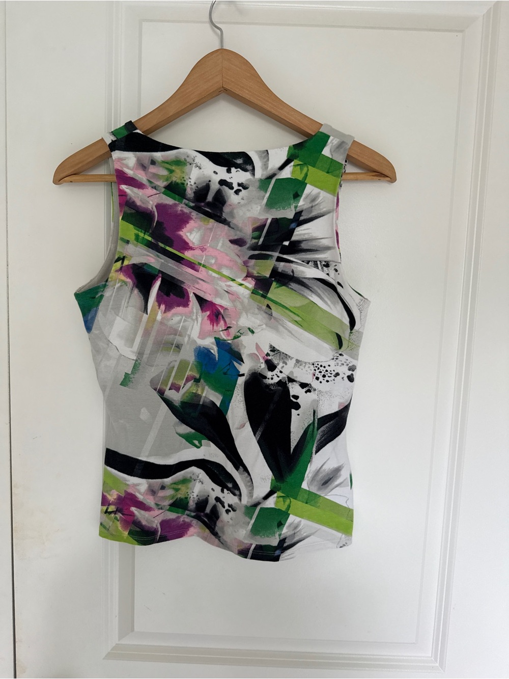 Vintage Y2K Bisou Bisou Michele Bohbot Abstract Floral Tank top Lg - Picture 2 of 4